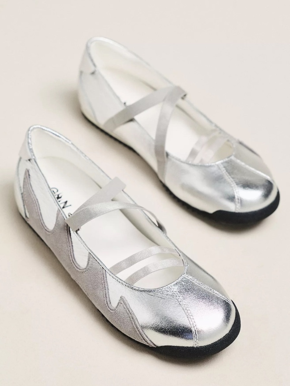 Anthropologie Bibi Lou Gamin Fierce Ballet Flats Silver EUR size 41